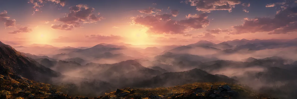 วิวภูเขายามเช้า หมอกลอยต่ำระหว่างยอดเขา — พักสายตาก่อนเข้าเรื่อง Architecture