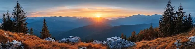 Mountain vista at sunrise — พักสายตา